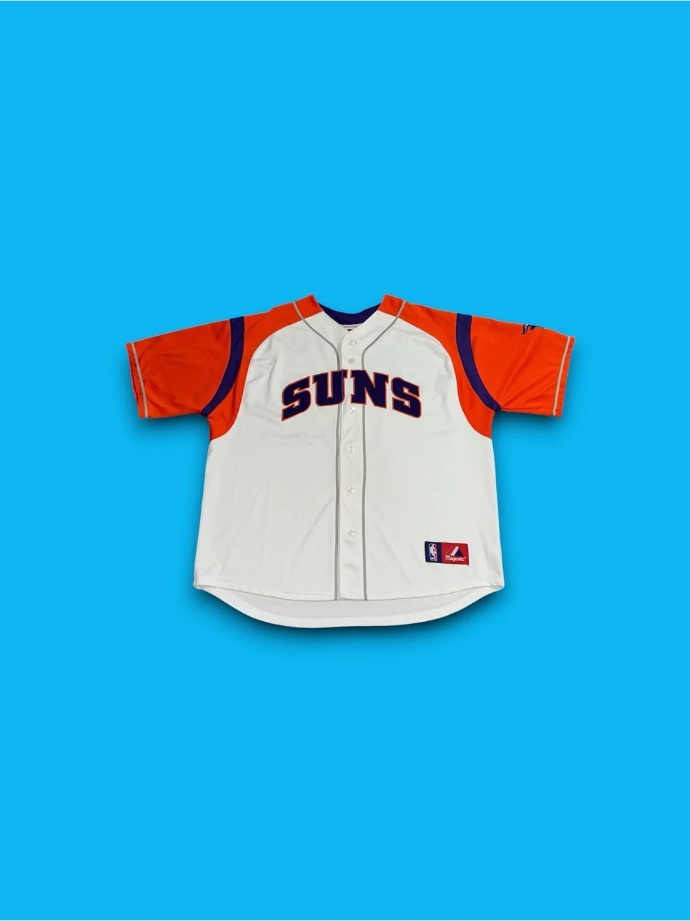 Vintage Phoenix Suns NBA Majestic baseball style jersey white mens XL
